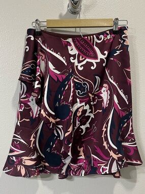 Banana Republic Women's Burgundy Paisley A-Line Skirt